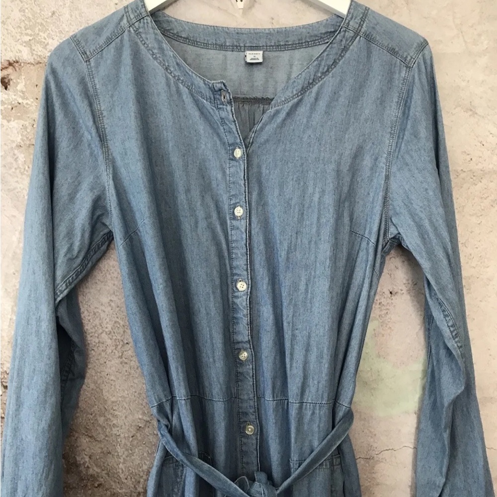 Rare Old Navy Medium Thin Denim Chambray Utility Jumpsuit Blue
